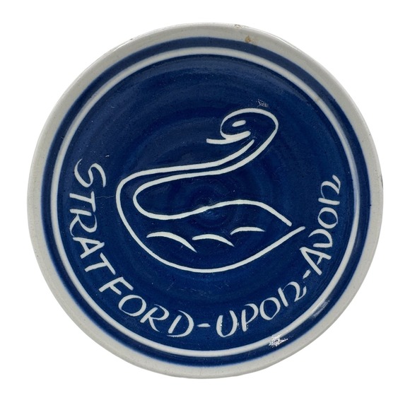 Torquay Pottery Other - Torquay Pottery 4" Blue White Swan Coaster Dish‎ Stratford-Upon-Avon Souvenir